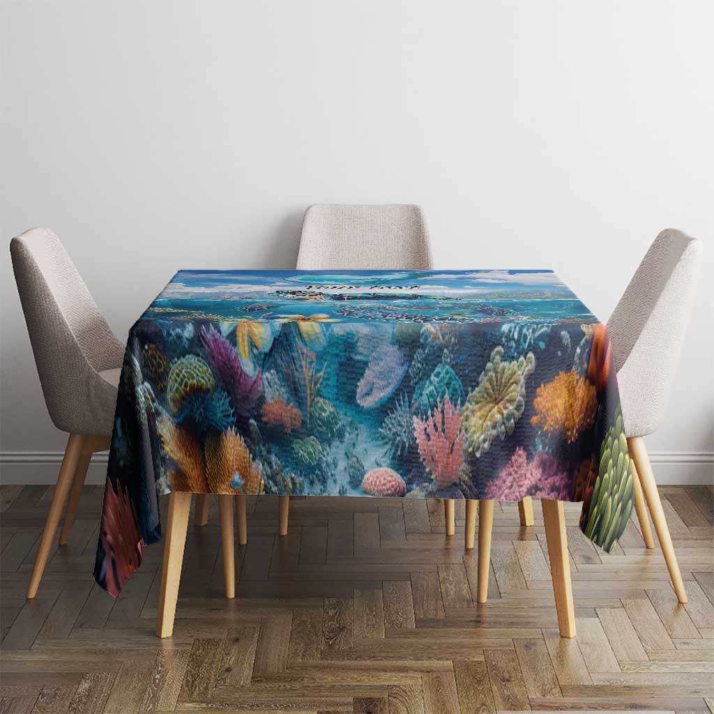 Personalised Palau Kayangel Atoll Tablecloth Turtle With Coral Reef Under Water LT9 - Polynesian Pride