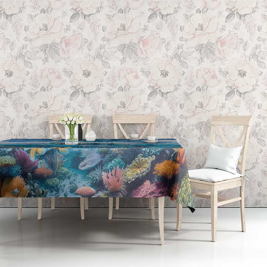 Personalised Palau Kayangel Atoll Tablecloth Turtle With Coral Reef Under Water LT9 - Polynesian Pride