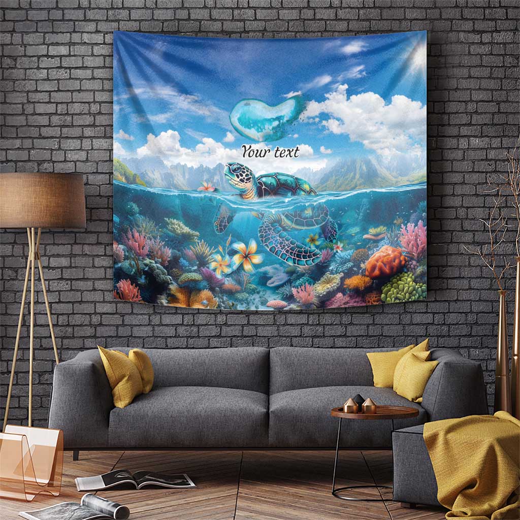Personalised Palau Kayangel Atoll Tapestry Turtle With Coral Reef Under Water LT9 - Polynesian Pride