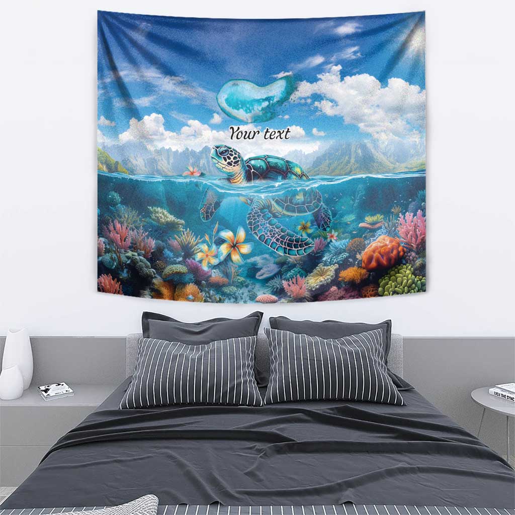 Personalised Palau Kayangel Atoll Tapestry Turtle With Coral Reef Under Water LT9 - Polynesian Pride