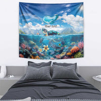 Personalised Palau Kayangel Atoll Tapestry Turtle With Coral Reef Under Water LT9 - Polynesian Pride