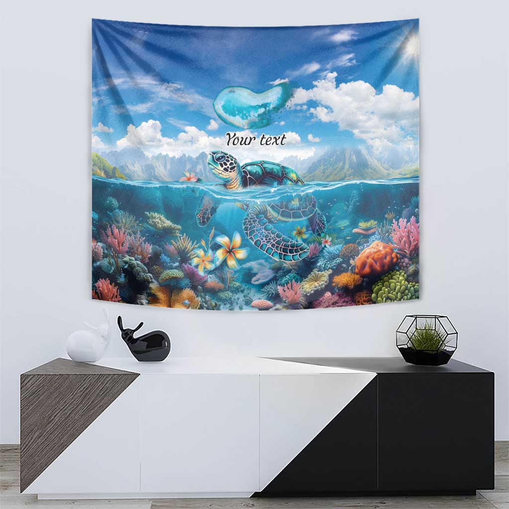 Personalised Palau Kayangel Atoll Tapestry Turtle With Coral Reef Under Water LT9 - Polynesian Pride
