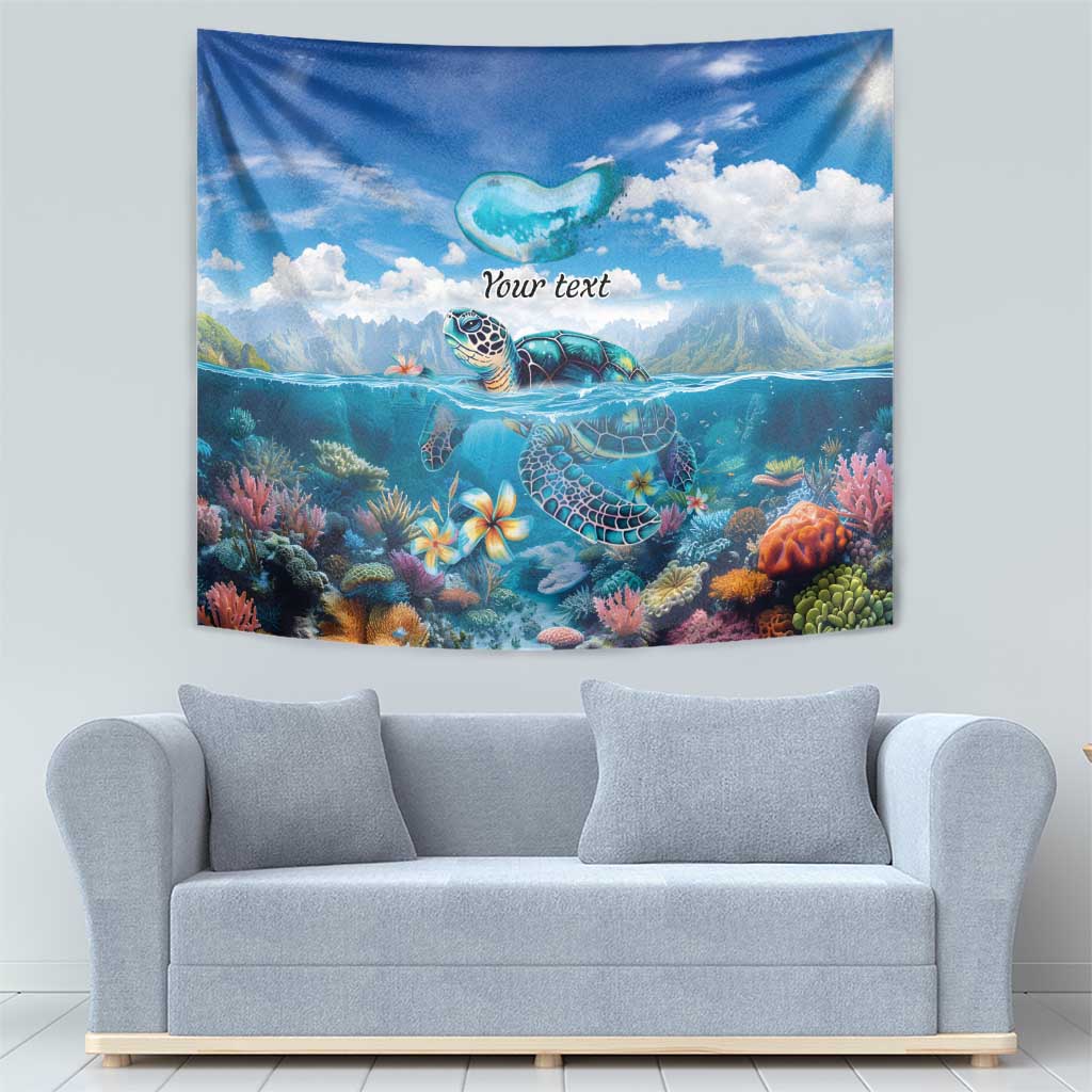 Personalised Palau Kayangel Atoll Tapestry Turtle With Coral Reef Under Water LT9 - Polynesian Pride