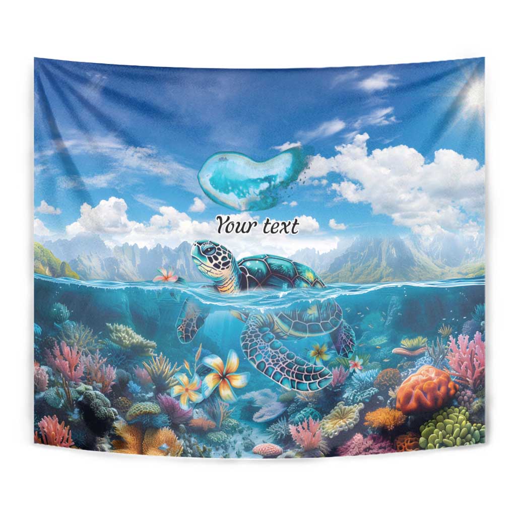 Personalised Palau Kayangel Atoll Tapestry Turtle With Coral Reef Under Water LT9 - Polynesian Pride