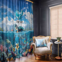 Personalised Palau Kayangel Atoll Window Curtain Turtle With Coral Reef Under Water LT9 - Polynesian Pride