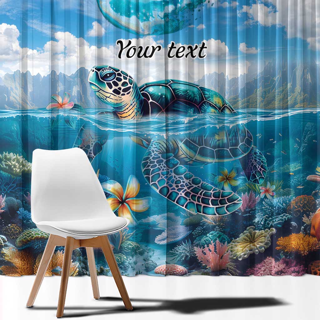 Personalised Palau Kayangel Atoll Window Curtain Turtle With Coral Reef Under Water LT9 - Polynesian Pride