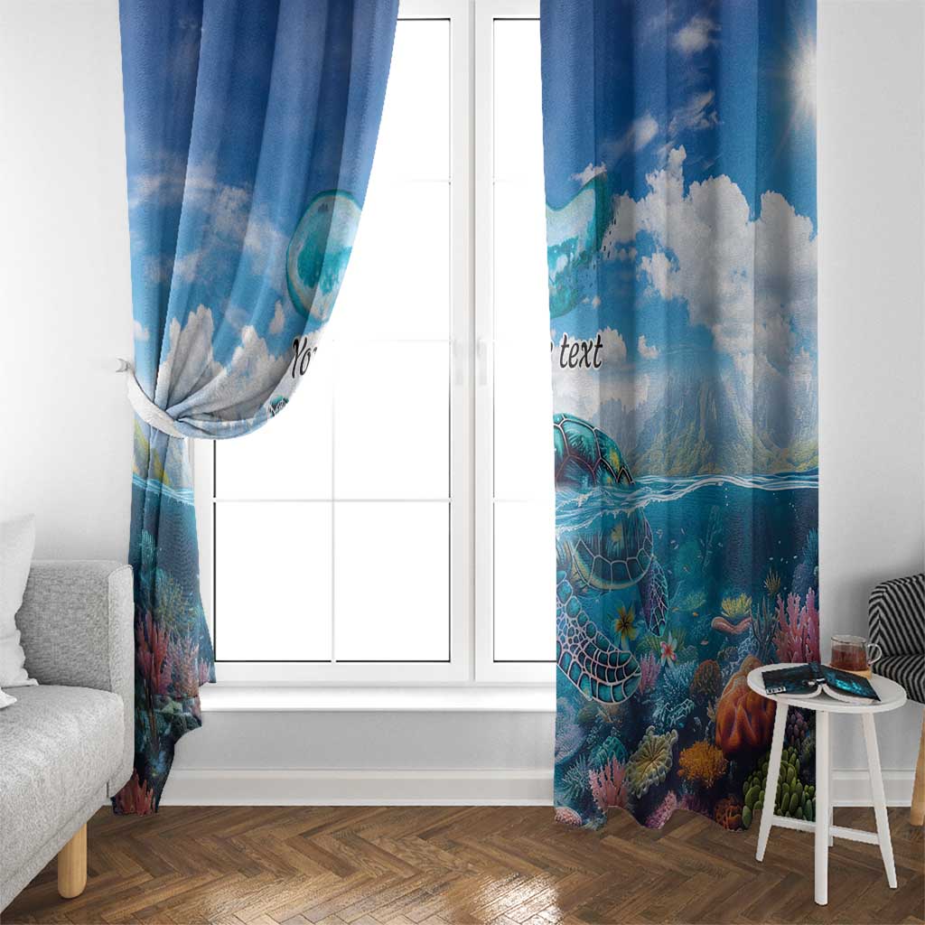 Personalised Palau Kayangel Atoll Window Curtain Turtle With Coral Reef Under Water LT9 - Polynesian Pride