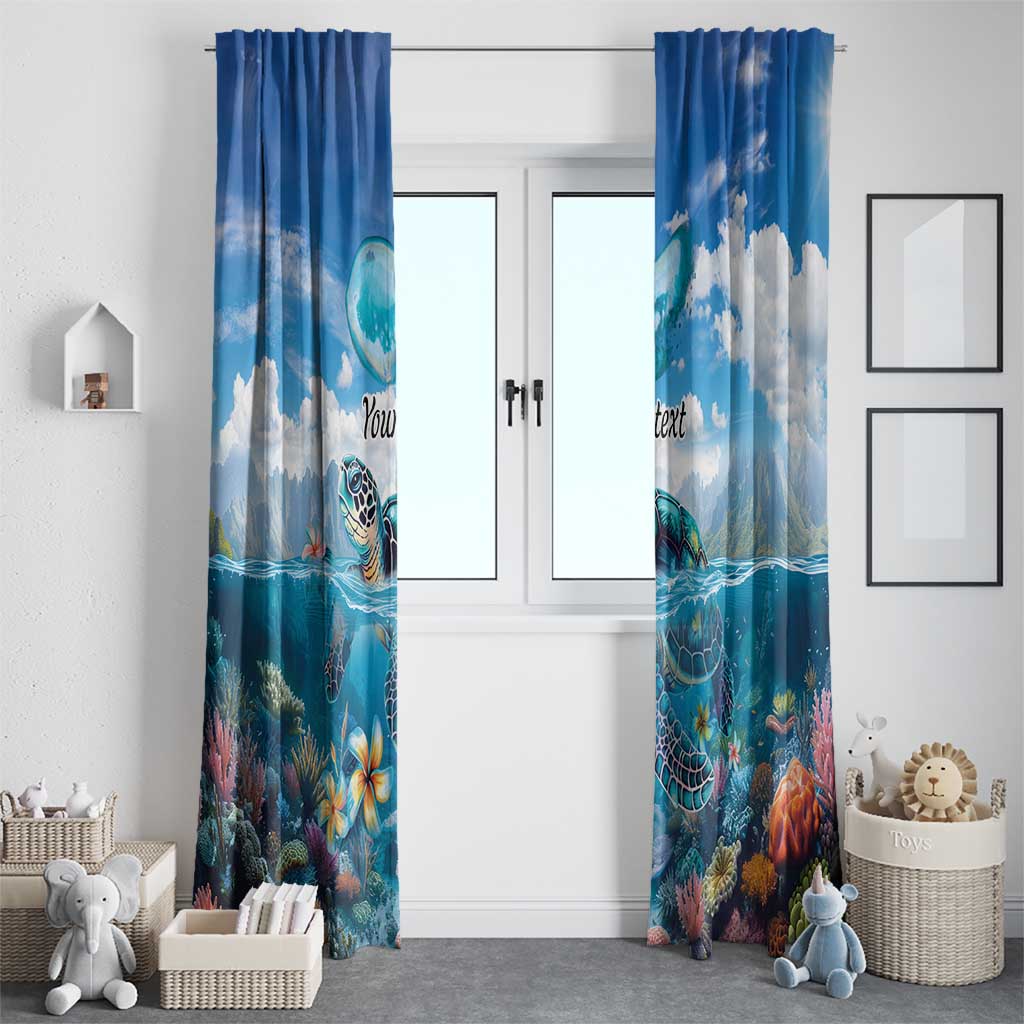 Personalised Palau Kayangel Atoll Window Curtain Turtle With Coral Reef Under Water LT9 - Polynesian Pride