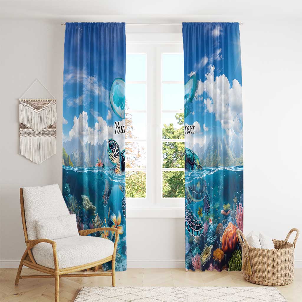 Personalised Palau Kayangel Atoll Window Curtain Turtle With Coral Reef Under Water LT9 - Polynesian Pride