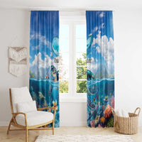 Personalised Palau Kayangel Atoll Window Curtain Turtle With Coral Reef Under Water LT9 - Polynesian Pride