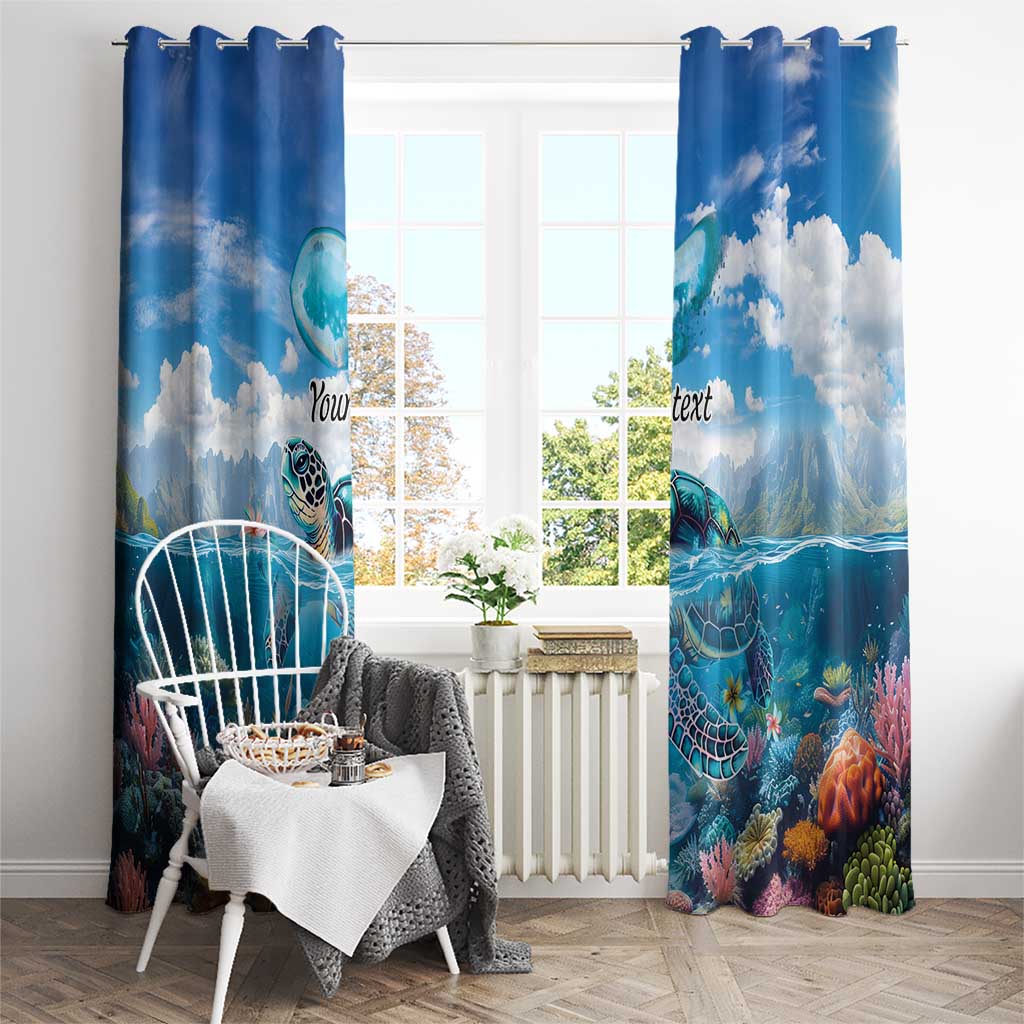 Personalised Palau Kayangel Atoll Window Curtain Turtle With Coral Reef Under Water LT9 - Polynesian Pride