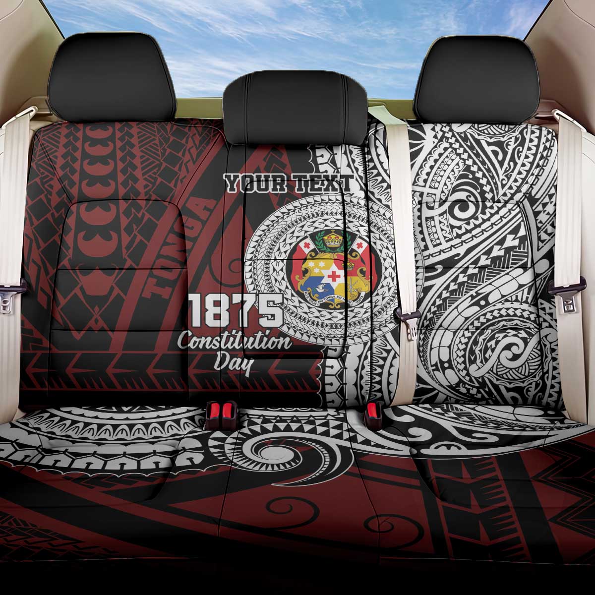 Personalised Tonga Constitution Day 1875 Back Car Seat Cover Polynesian Tribal Tattoo LT9 One Size Red - Polynesian Pride