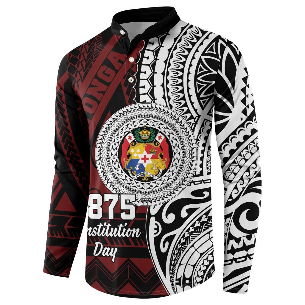 Personalised Tonga Constitution Day 1875 Button Sweatshirt Polynesian Tribal Tattoo LT9 - Polynesian Pride