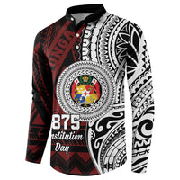 Personalised Tonga Constitution Day 1875 Button Sweatshirt Polynesian Tribal Tattoo LT9 - Polynesian Pride