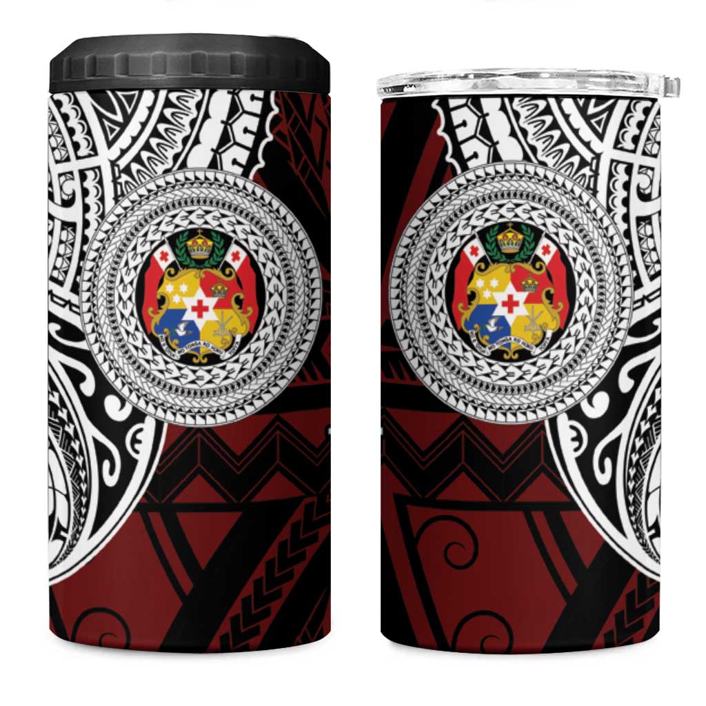 Personalised Tonga Constitution Day 1875 4 in 1 Can Cooler Tumbler Polynesian Tribal Tattoo LT9 One Size: 16 oz Red - Polynesian Pride