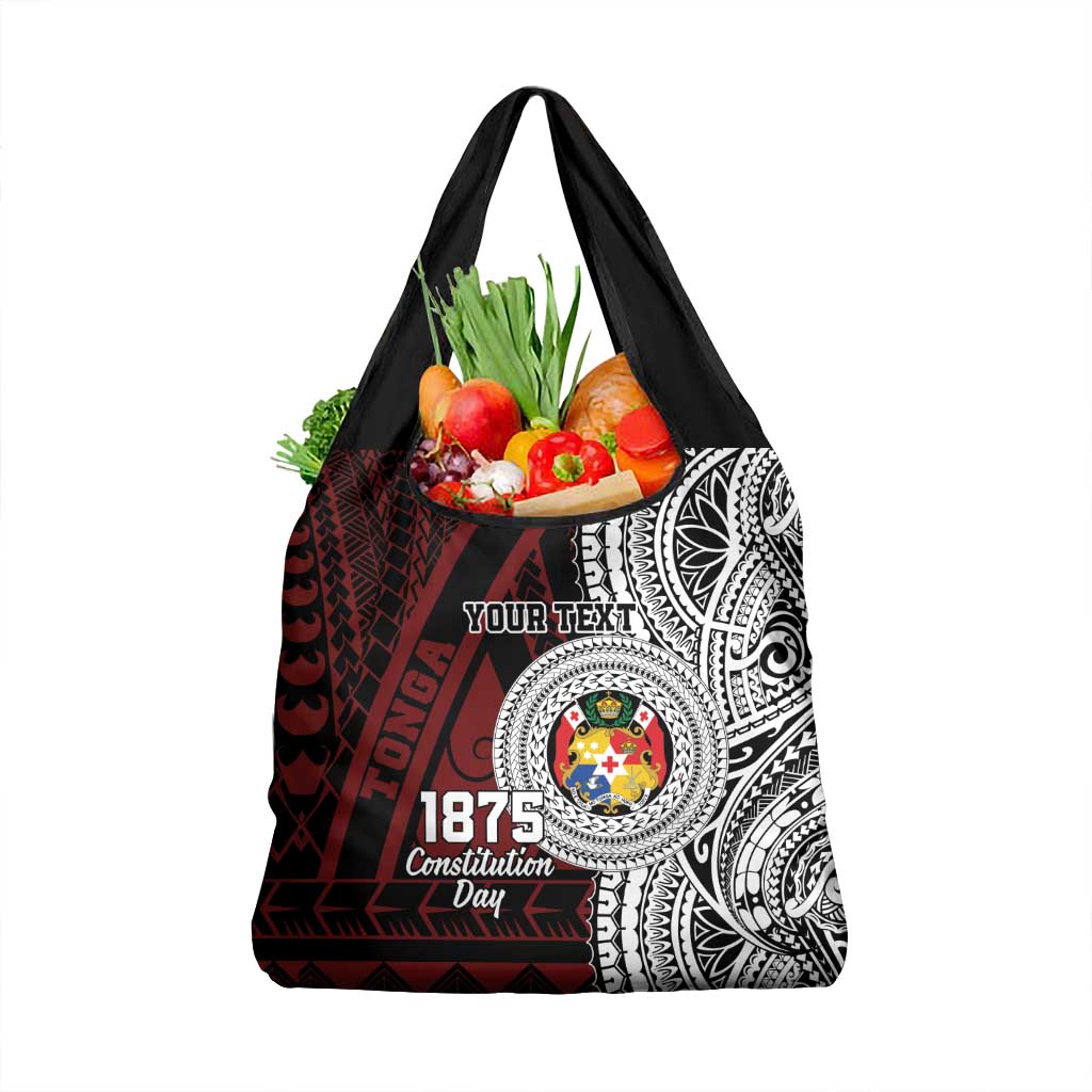 Personalised Tonga Constitution Day 1875 Grocery Bag Polynesian Tribal Tattoo LT9 1-pack One Size Red - Polynesian Pride