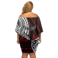 Personalised Tonga Constitution Day 1875 Off Shoulder Short Dress Polynesian Tribal Tattoo LT9 - Polynesian Pride