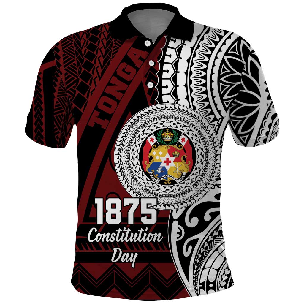 Personalised Tonga Constitution Day 1875 Polo Shirt Polynesian Tribal Tattoo LT9 Red - Polynesian Pride