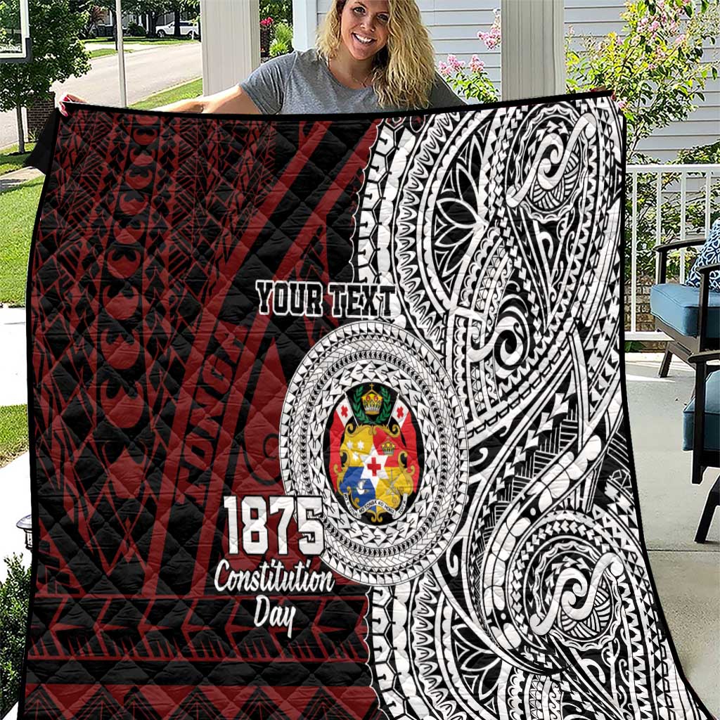 Personalised Tonga Constitution Day 1875 Quilt Polynesian Tribal Tattoo LT9 Red - Polynesian Pride