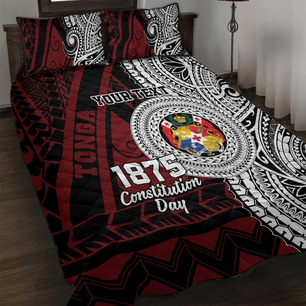 Personalised Tonga Constitution Day 1875 Quilt Bed Set Polynesian Tribal Tattoo LT9 Red - Polynesian Pride