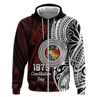 Personalised Tonga Constitution Day 1875 Zip Hoodie Polynesian Tribal Tattoo LT9 Zip Hoodie Red - Polynesian Pride