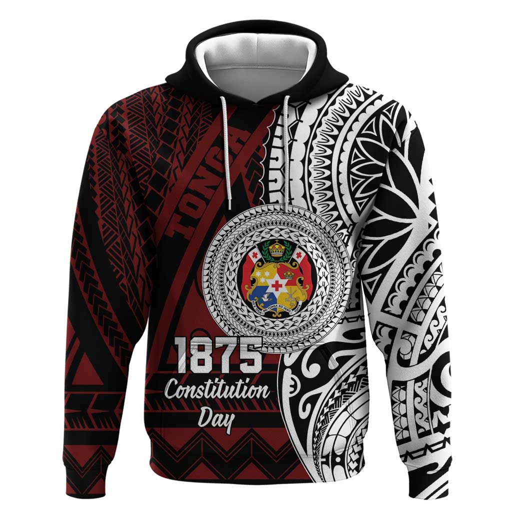 Personalised Tonga Constitution Day 1875 Zip Hoodie Polynesian Tribal Tattoo LT9 Pullover Hoodie Red - Polynesian Pride