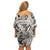 Polynesia Family Matching Off Shoulder Short Dress and Hawaiian Shirt Tribal Polynesian Spirit With Beige Pacific Flowers LT9 - Polynesian Pride