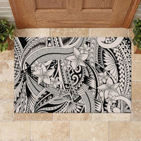 Polynesia Rubber Doormat Tribal Polynesian Spirit With Beige Pacific Flowers LT9 - Polynesian Pride