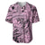 Polynesia Baseball Jersey Tribal Polynesian Spirit With Pink Pacific Flowers LT9 Pink - Polynesian Pride