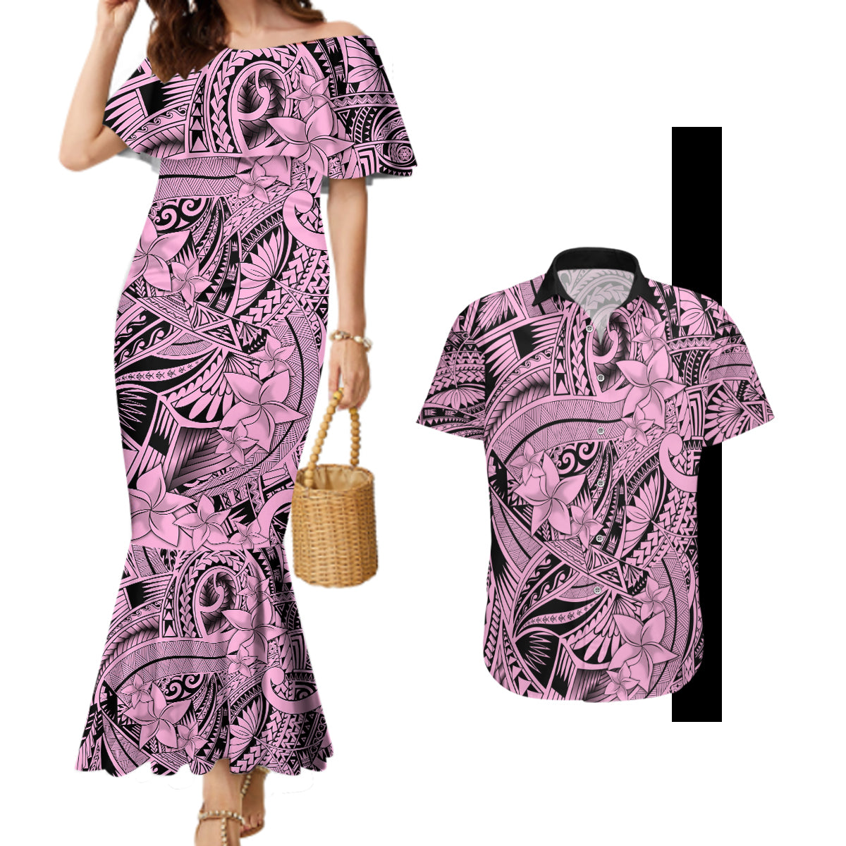 Polynesian Mermaid Dress | Mermaid sale Hawaiian Style Long Dress | Off shoulder Mermaid Dress Plus Size