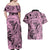 Polynesia Couples Matching Off Shoulder Maxi Dress and Hawaiian Shirt Tribal Polynesian Spirit With Pink Pacific Flowers LT9 - Polynesian Pride