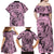 Polynesia Family Matching Off Shoulder Maxi Dress and Hawaiian Shirt Tribal Polynesian Spirit With Pink Pacific Flowers LT9 - Polynesian Pride