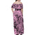 Polynesia Family Matching Off Shoulder Maxi Dress and Hawaiian Shirt Tribal Polynesian Spirit With Pink Pacific Flowers LT9 - Polynesian Pride