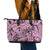 Polynesia Leather Tote Bag Tribal Polynesian Spirit With Pink Pacific Flowers LT9 - Polynesian Pride