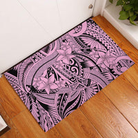 Polynesia Rubber Doormat Tribal Polynesian Spirit With Pink Pacific Flowers LT9 Pink - Polynesian Pride