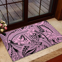 Polynesia Rubber Doormat Tribal Polynesian Spirit With Pink Pacific Flowers LT9 - Polynesian Pride