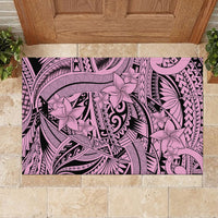 Polynesia Rubber Doormat Tribal Polynesian Spirit With Pink Pacific Flowers LT9 - Polynesian Pride