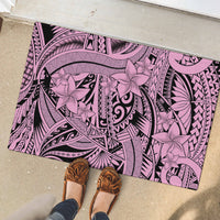 Polynesia Rubber Doormat Tribal Polynesian Spirit With Pink Pacific Flowers LT9 - Polynesian Pride