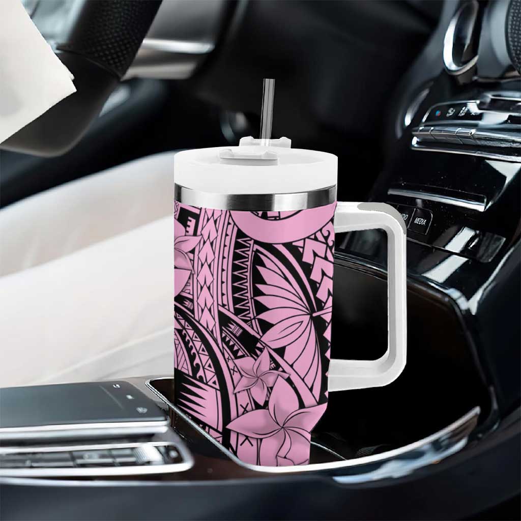 Pink Pacific Flowers Tribal Polynesian Spirit Tumbler With Handle LT9 - Polynesian Pride