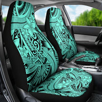 Polynesia Car Seat Cover Tribal Polynesian Spirit With Teal Pacific Flowers LT9 - Polynesian Pride