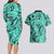 Polynesia Couples Matching Long Sleeve Bodycon Dress and Hawaiian Shirt Tribal Polynesian Spirit With Teal Pacific Flowers LT9 - Polynesian Pride