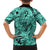 Polynesia Family Matching Long Sleeve Bodycon Dress and Hawaiian Shirt Tribal Polynesian Spirit With Teal Pacific Flowers LT9 - Polynesian Pride