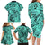 Polynesia Family Matching Long Sleeve Bodycon Dress and Hawaiian Shirt Tribal Polynesian Spirit With Teal Pacific Flowers LT9 - Polynesian Pride