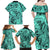 Polynesia Family Matching Off Shoulder Maxi Dress and Hawaiian Shirt Tribal Polynesian Spirit With Teal Pacific Flowers LT9 - Polynesian Pride