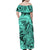 Polynesia Family Matching Off Shoulder Maxi Dress and Hawaiian Shirt Tribal Polynesian Spirit With Teal Pacific Flowers LT9 - Polynesian Pride