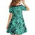 Polynesia Family Matching Off Shoulder Short Dress and Hawaiian Shirt Tribal Polynesian Spirit With Teal Pacific Flowers LT9 - Polynesian Pride