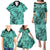 Polynesia Family Matching Puletasi Dress and Hawaiian Shirt Tribal Polynesian Spirit With Teal Pacific Flowers LT9 - Polynesian Pride