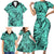 Polynesia Family Matching Short Sleeve Bodycon Dress and Hawaiian Shirt Tribal Polynesian Spirit With Teal Pacific Flowers LT9 - Polynesian Pride