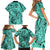 Polynesia Family Matching Short Sleeve Bodycon Dress and Hawaiian Shirt Tribal Polynesian Spirit With Teal Pacific Flowers LT9 - Polynesian Pride