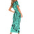 Polynesia Family Matching Short Sleeve Bodycon Dress and Hawaiian Shirt Tribal Polynesian Spirit With Teal Pacific Flowers LT9 - Polynesian Pride